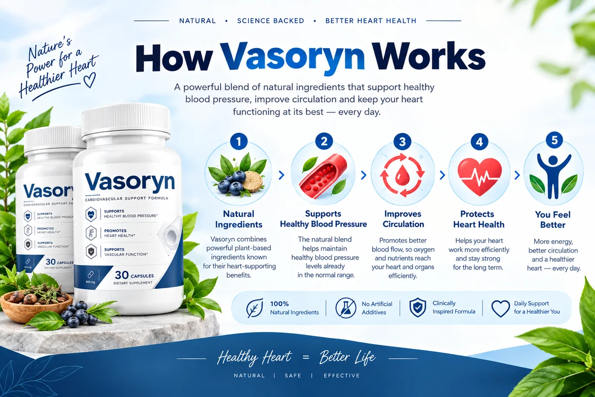 How Vasoryn works, 5-step overview